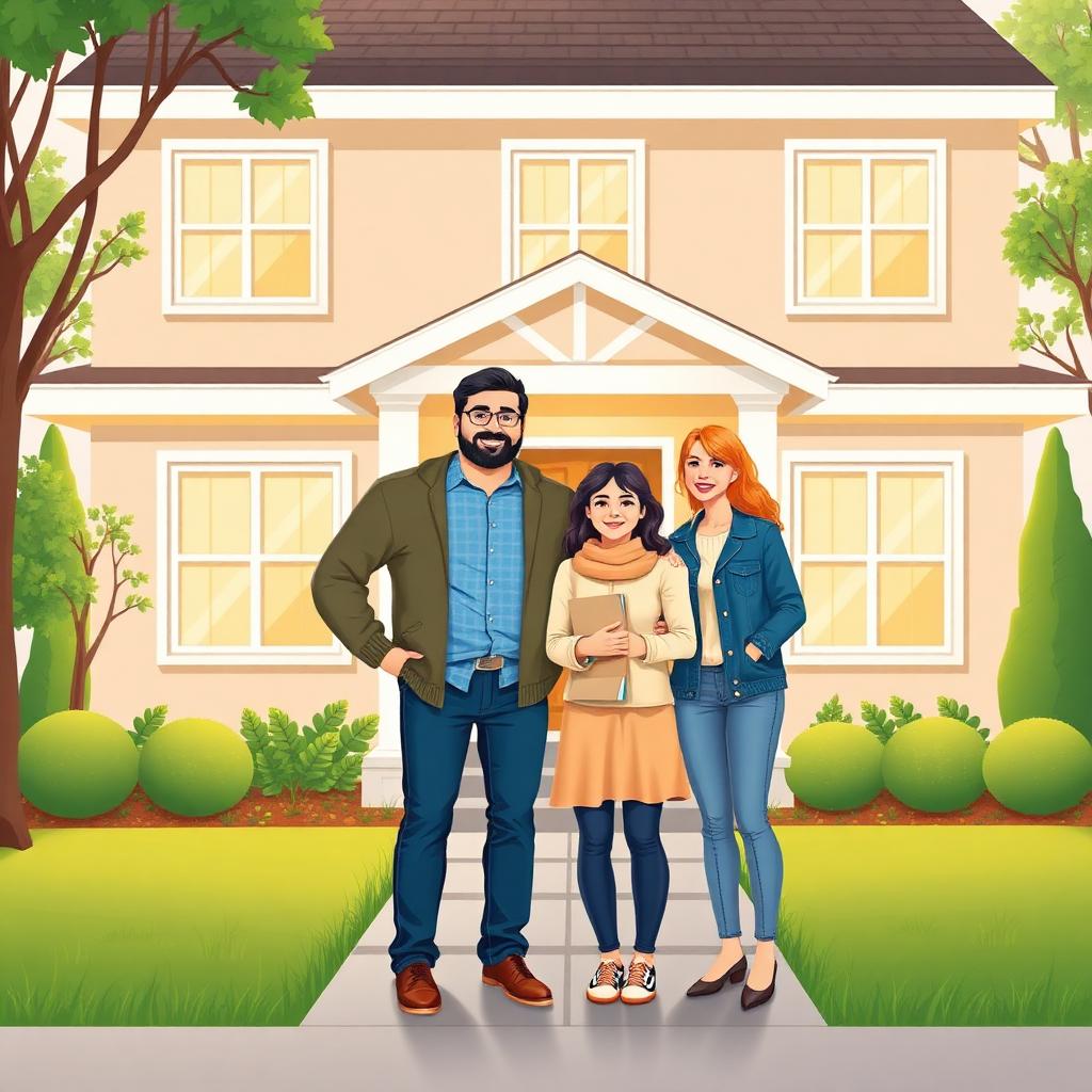 Family standing outside their Queensland home after a successful sale